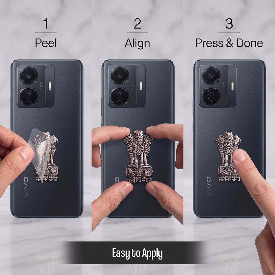OPPO F29 Pro 5G Compatible Satyamev Jayate 3D Metal Emblem Sticker
