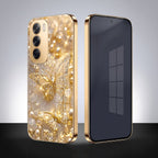 Oppo Reno 12 Pro 5G Golden Butterfly Gold Electroplated Glass Phone Back Case
