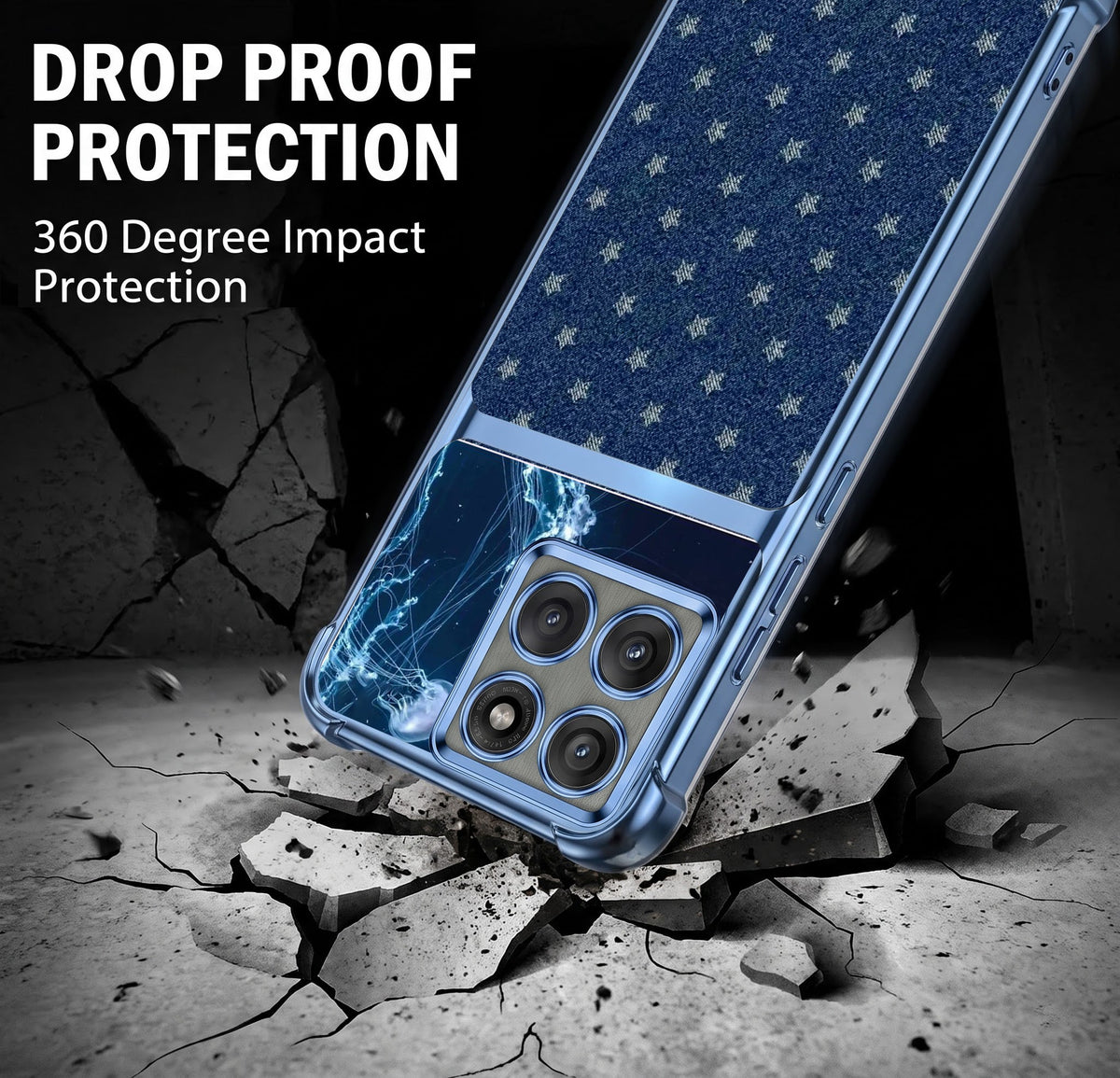 Motorola Edge 60 Pro 5G Galaxy Stars Dual-Tone Transparent Blue Airbags Case