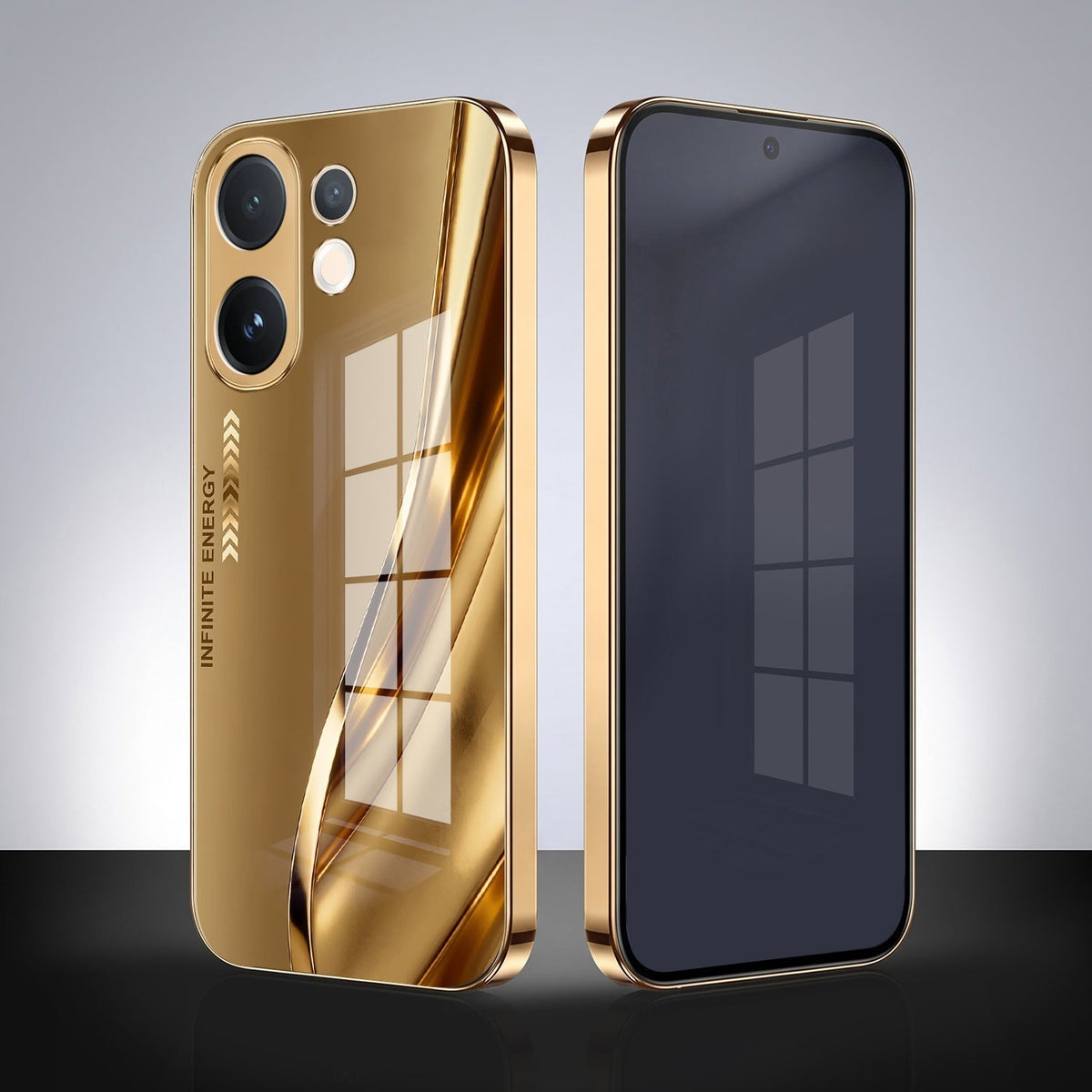 Vivo T4 Pro 5G Luxury Infinity Energy Gold Electroplated Glass Phone Case