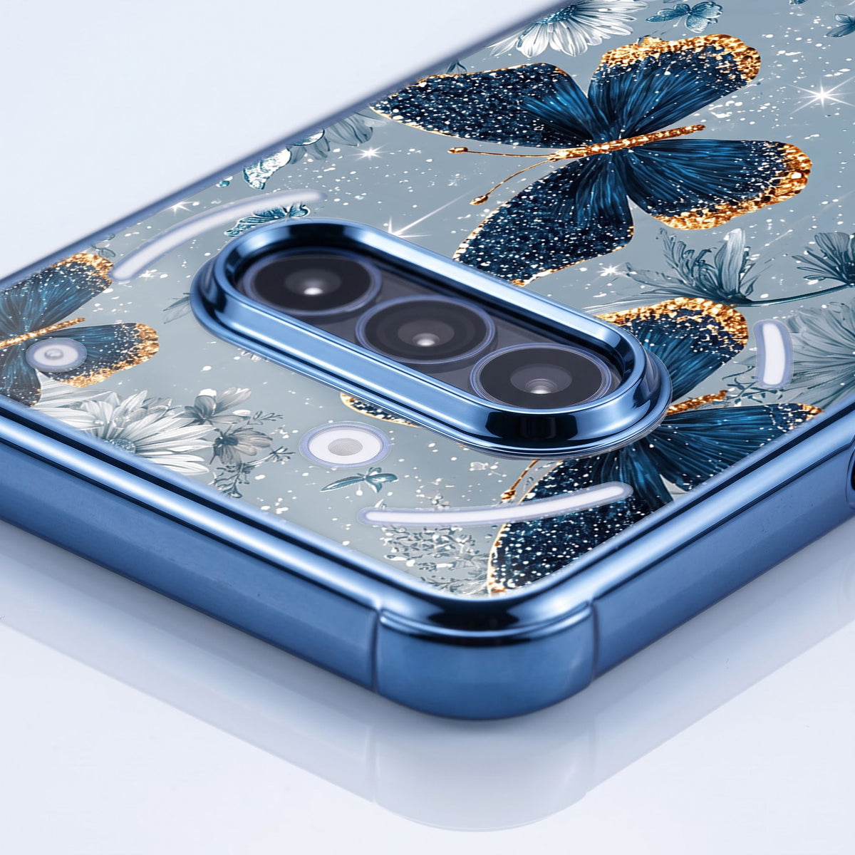 Nothing Phone 3a 5G Blue Butterfly Floral Blue Airbags Printed Back Case