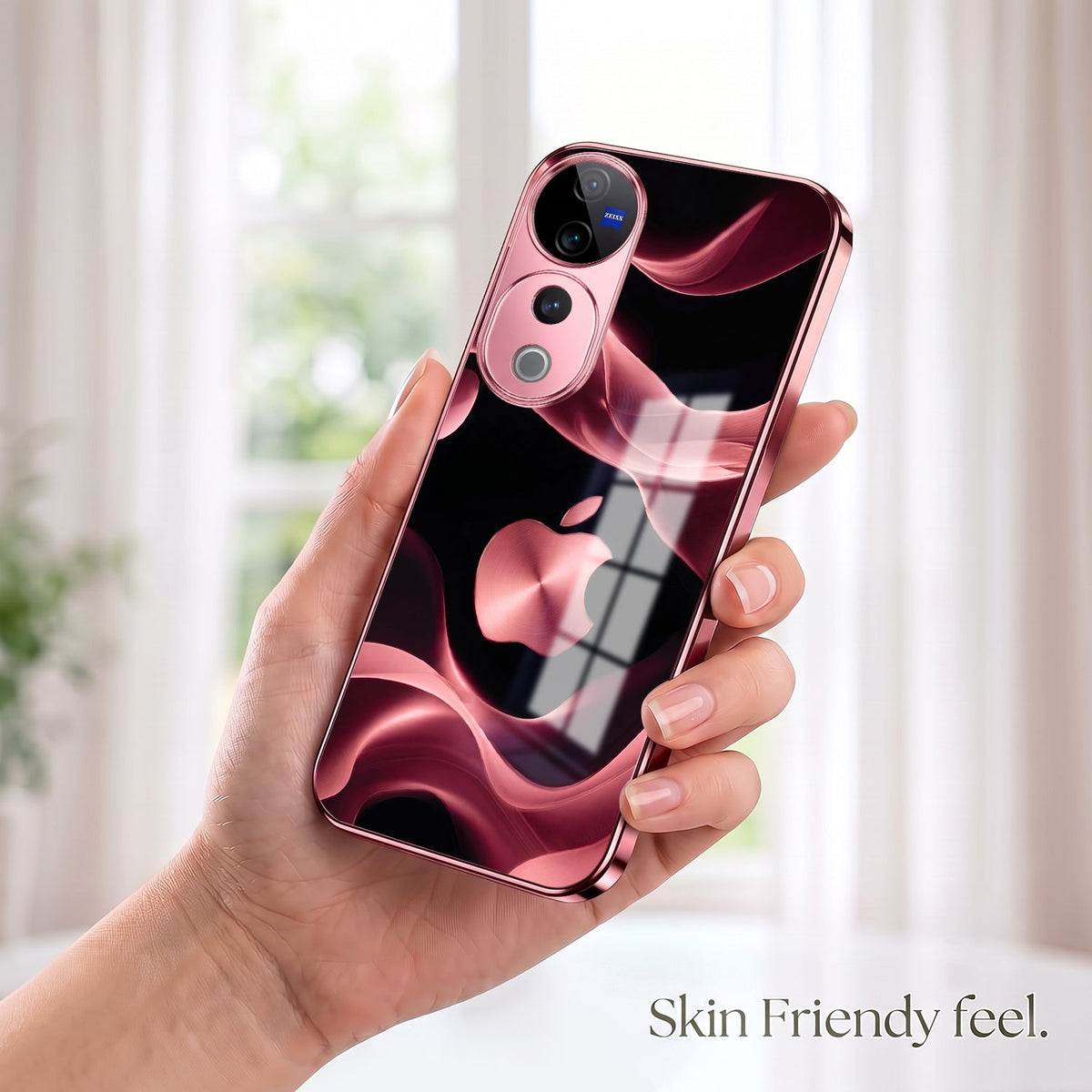Vivo V40 Pro 5G Luxury Wave Pink Electroplated Glass Phone Back Case