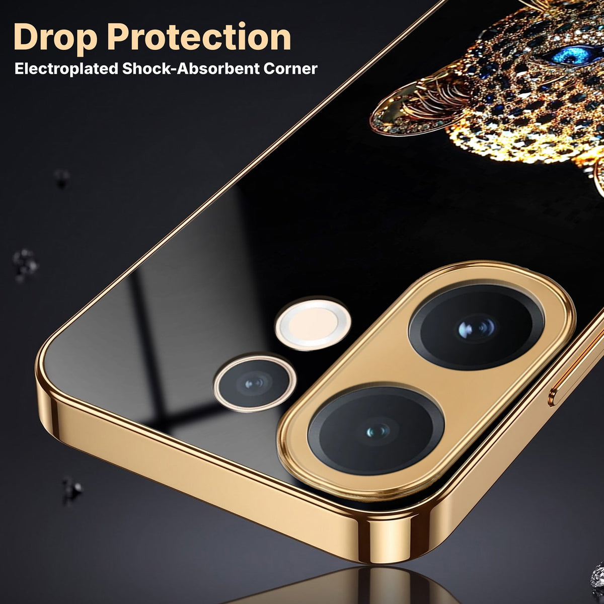 Vivo T4 Pro 5G Panther Gold Electroplated Glass Phone Back Case