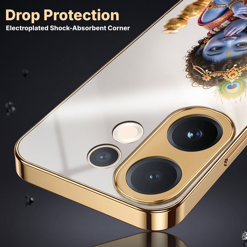 Vivo T4 Pro 5G Bal Krishna Blessings Gold Electroplated Glass Phone Back Case