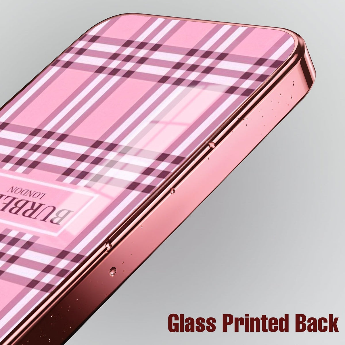Vivo T5x 5G Burberry Classic Pink Electroplated Glass Phone Back Case