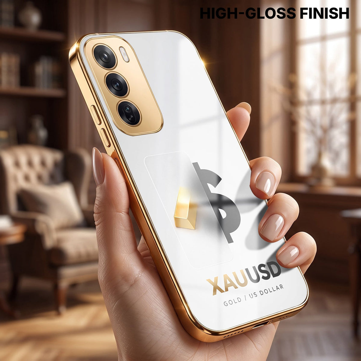 Oppo Reno 12 Pro 5G Luxury XAU/USD Gold Electroplated Glass Phone Back Case