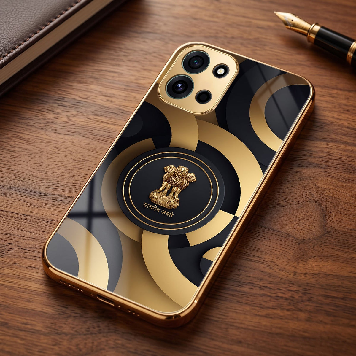 OnePlus Nord 6 5G Royal Emblem Gold Electroplated Glass Phone Back Case