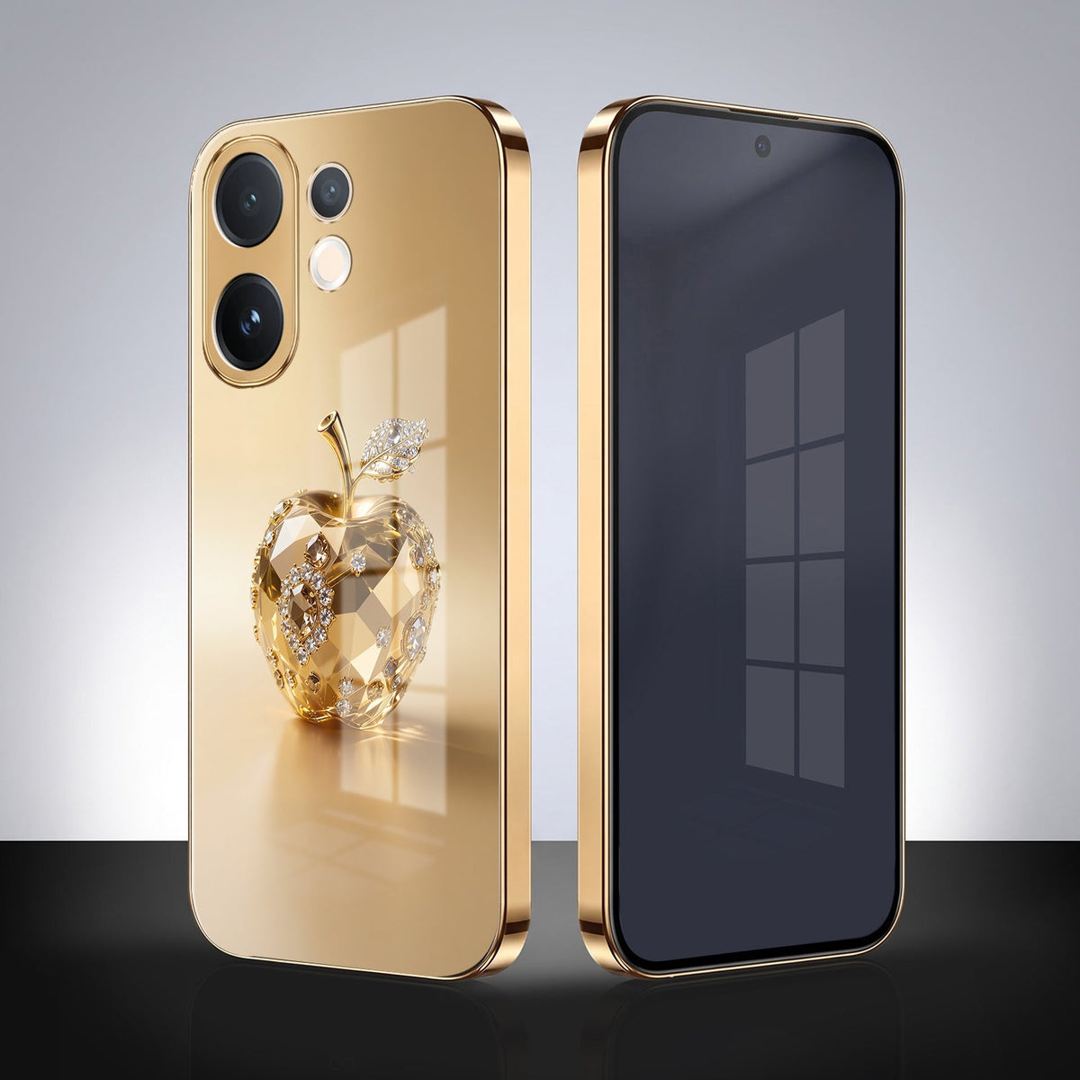 Vivo V60e 5G Golden Apple Gold Electroplated Glass Phone Back Case