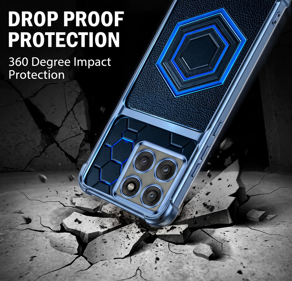 Motorola Edge 60 Pro 5G Cyber Hexagon Dual-Tone Transparent Blue Airbags Case