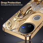 Vivo T4R 5G Luxury Horse Texture Gold Electroplated Glass Phone Back Case