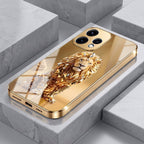 Oppo Reno 15 5G Luxury Lion Gold Electroplated Glass Phone Back Case