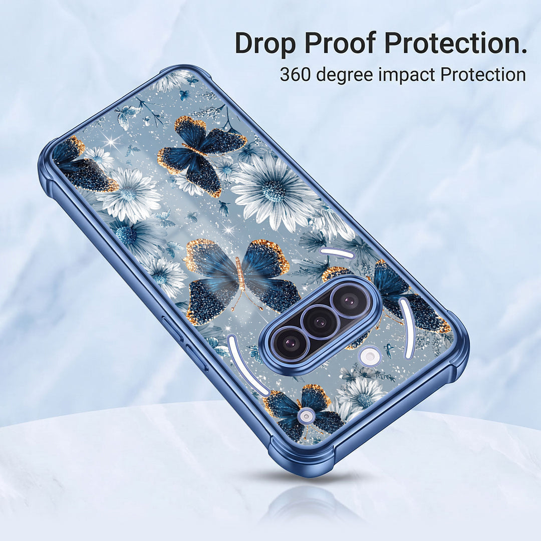 Nothing Phone 3a 5G Blue Butterfly Floral Blue Airbags Printed Back Case