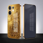 Vivo T4 Pro 5G Bitcoin Gold Electroplated Glass Phone Back Case
