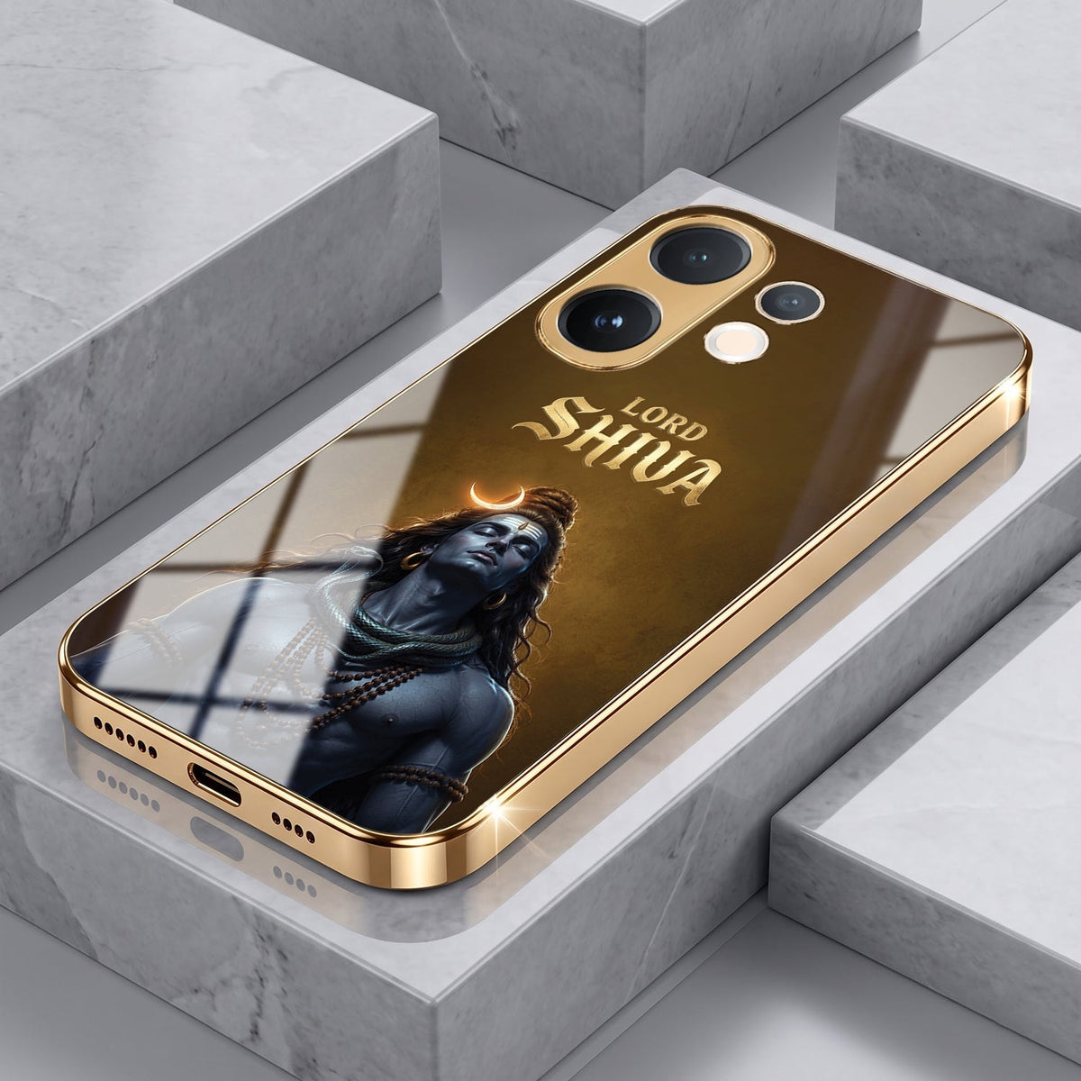 Vivo T4 Pro 5G Lord Shiva Gold Electroplated Glass Phone Back Case