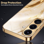 Samsung Galaxy A36 5G Marvel Texture Gold Electroplated Glass Phone Back Case