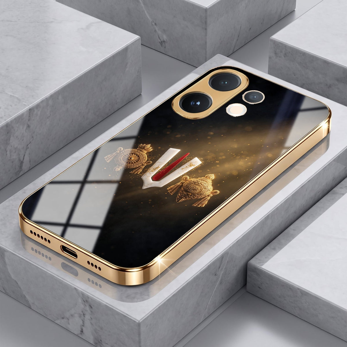 Vivo V60e 5G Royal Heritage Edition Gold Electroplated Glass Phone Back Case