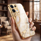 Oppo Reno 13 5G Marvel Texture Gold Electroplated Glass Phone Back Case