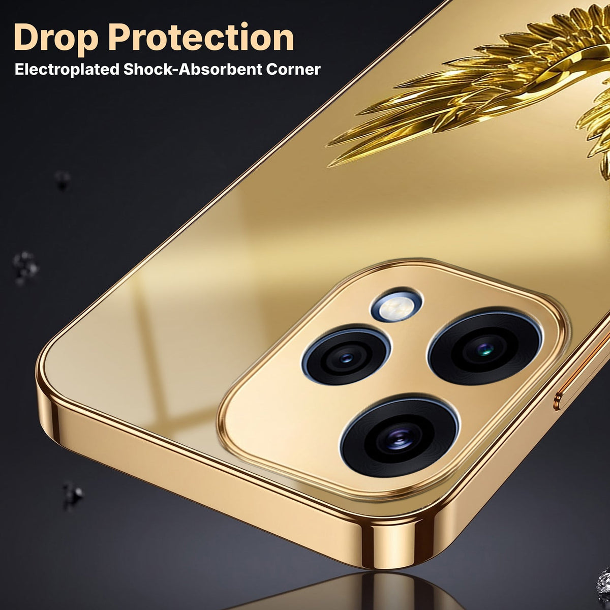 Oppo Reno 15 5G Golden Eagle Gold Electroplated Glass Phone Back Case