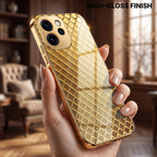 Oppo Reno 15 Pro Mini 5G Golden Criss Cross Gold Electroplated Glass Phone Back Case
