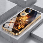 Vivo T4R 5G Lord Narasimha Gold Electroplated Glass Phone Back Case