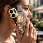 Oppo Reno 14 5G Lord Narasimha Gold Electroplated Glass Phone Back Case