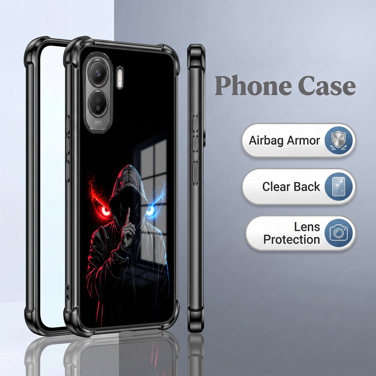 Vivo T5 Pro 5G Hooded Shadow Demon Black Airbags Printed Back Case
