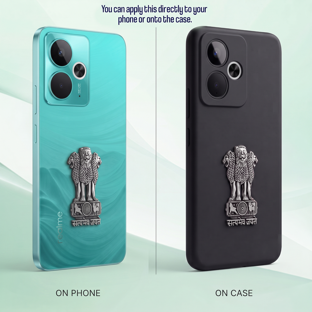 Realme 14T 5G Compatible Satyamev Jayate 3D Metal Emblem Sticker