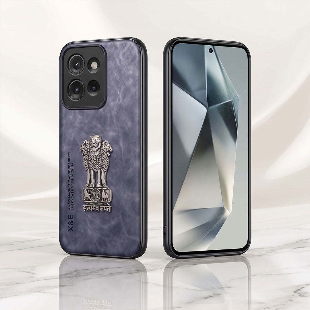 Motorola Edge 50 5G Metal Emblem Satyamev Jayate Comfortable Sheepskin Phone Case