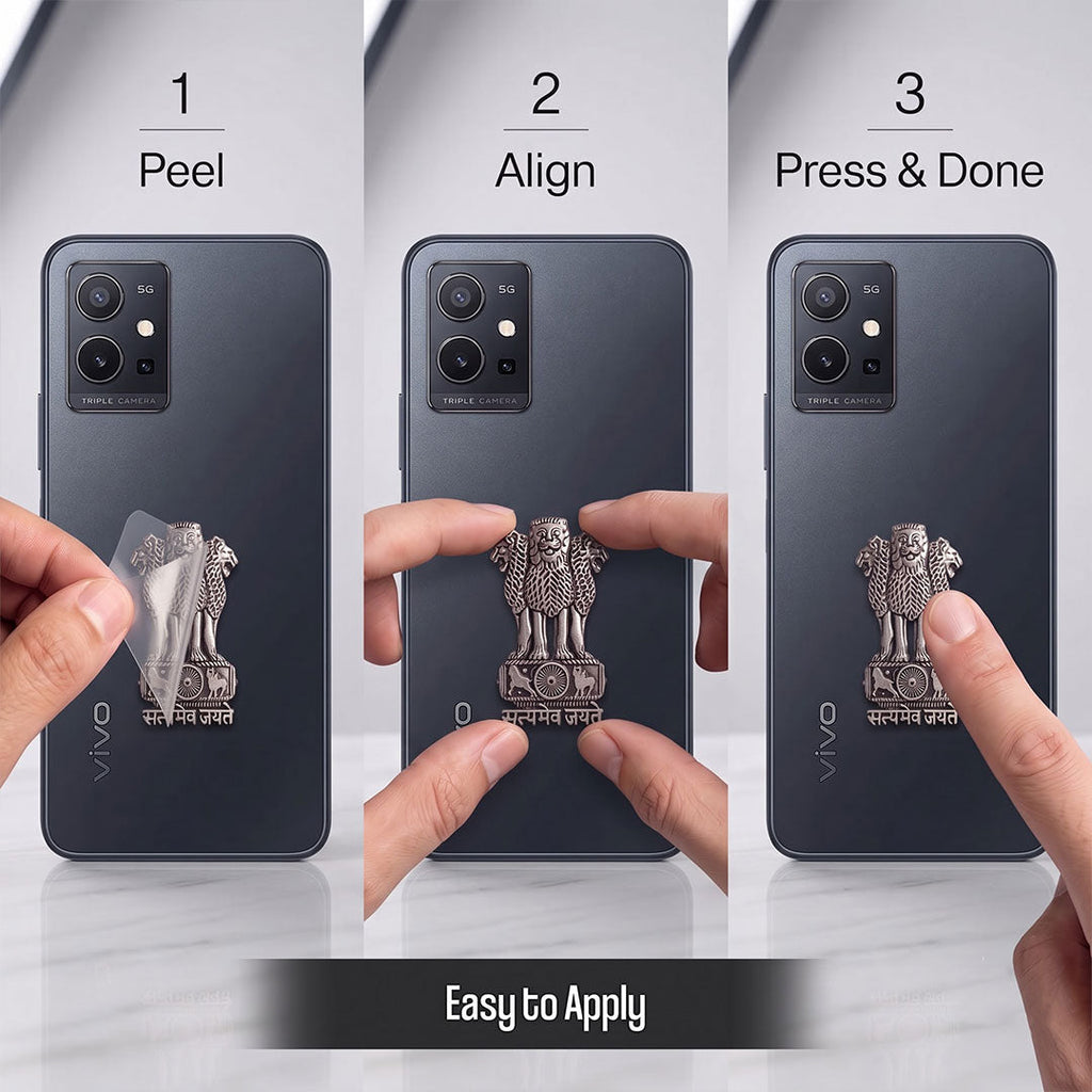 Vivo Y75 5G Compatible Satyamev Jayate 3D Metal Emblem Sticker