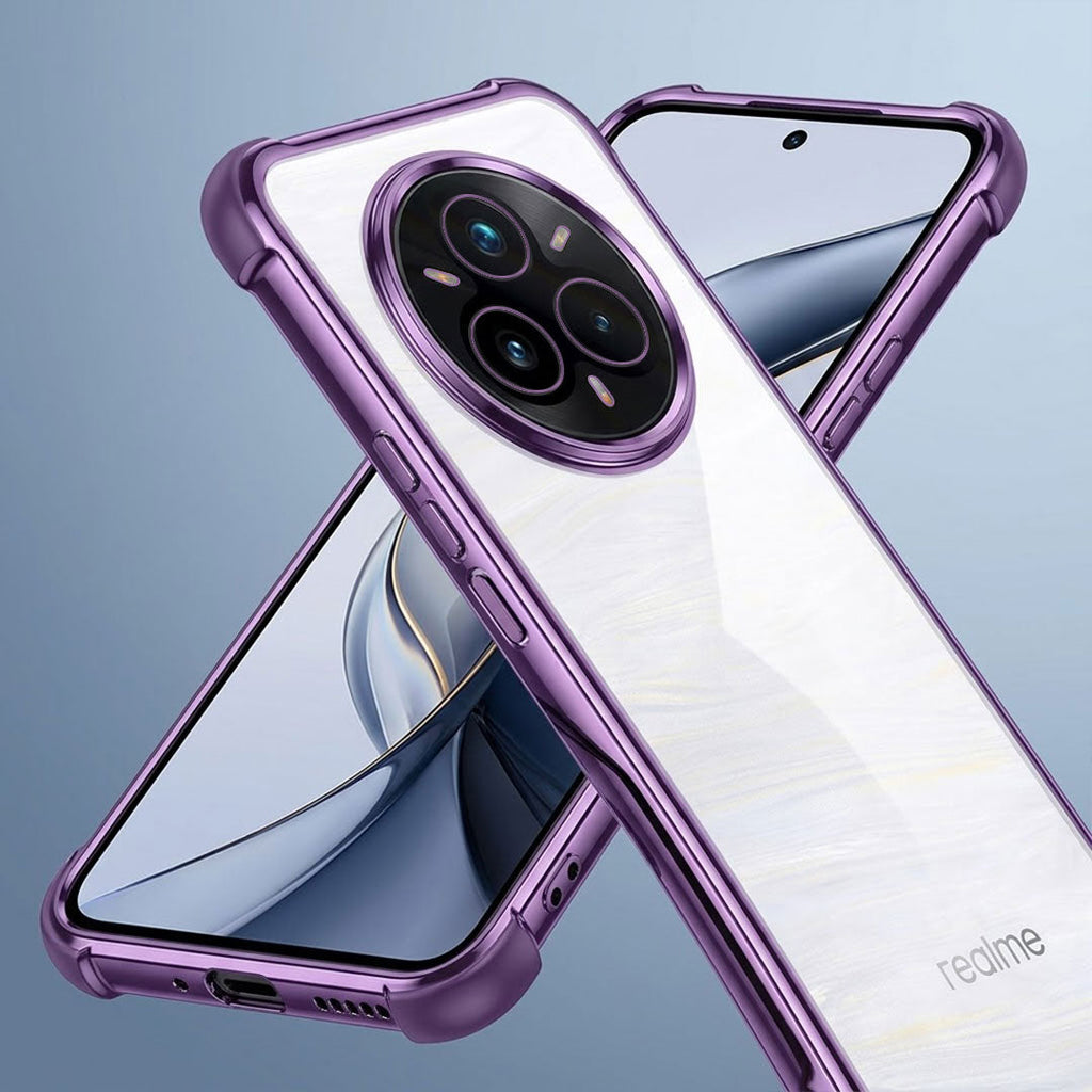 Realme 14 Pro+ 5G Anti-Yellow Electroplating Transparent Airbags Case