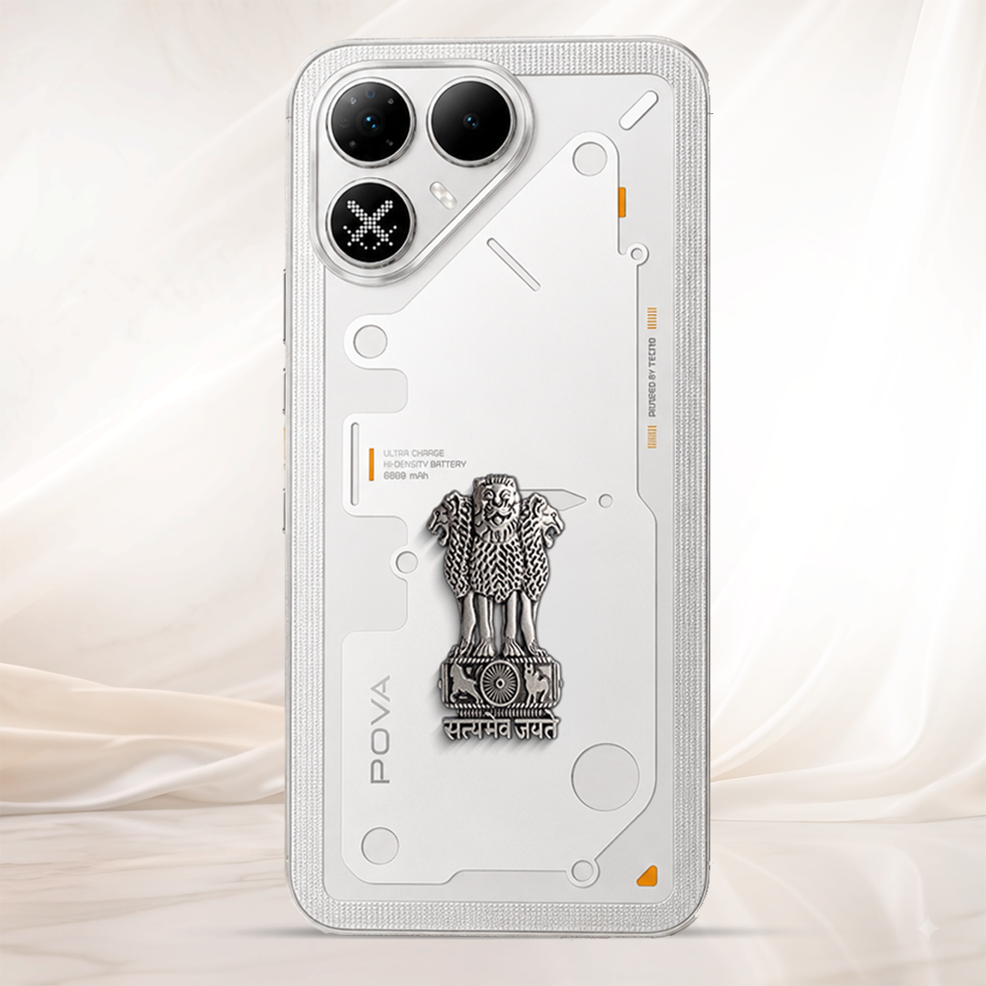 Tecno Pova 8 5G Compatible Satyamev Jayate 3D Metal Emblem Sticker