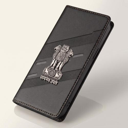 Vivo V50 5G Satyamev Jayate 3D Emblem Magnetic Flip Wallet Case