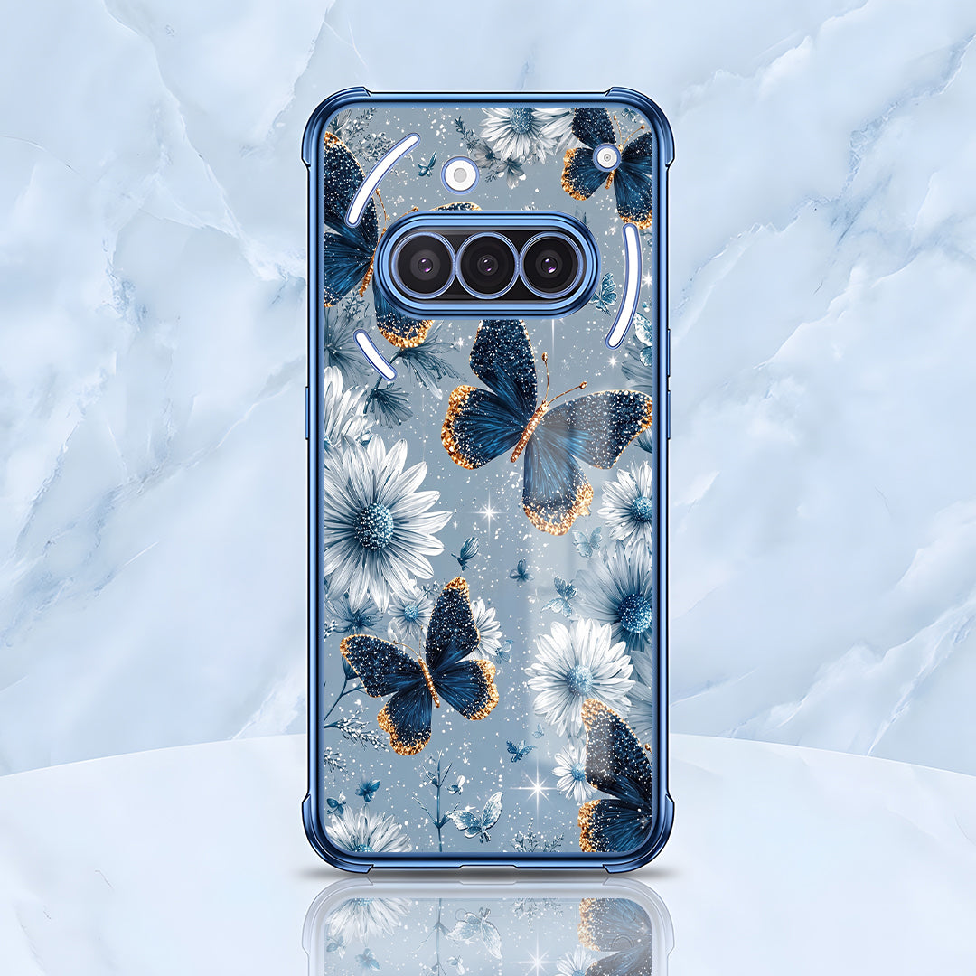 Nothing Phone 3a 5G Blue Butterfly Floral Blue Airbags Printed Back Case