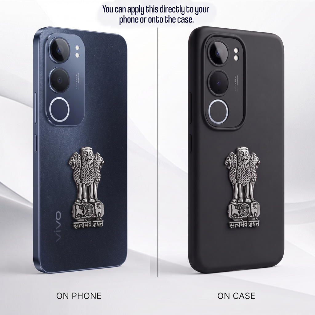 Vivo Y29 5G Compatible Satyamev Jayate 3D Metal Emblem Sticker