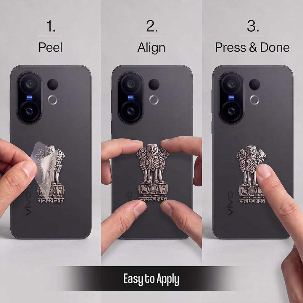 Vivo X200 FE 5G Compatible Satyamev Jayate 3D Metal Emblem Sticker