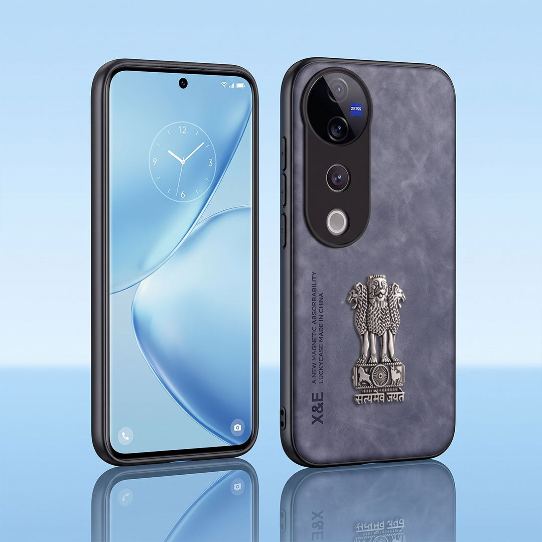 Vivo V40 Pro 5G Metal Emblem Satyamev Jayate Comfortable Sheepskin Phone Case