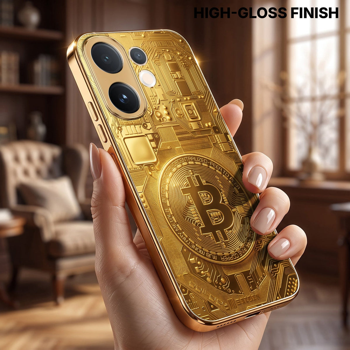 Vivo T4 Pro 5G Bitcoin Gold Electroplated Glass Phone Back Case
