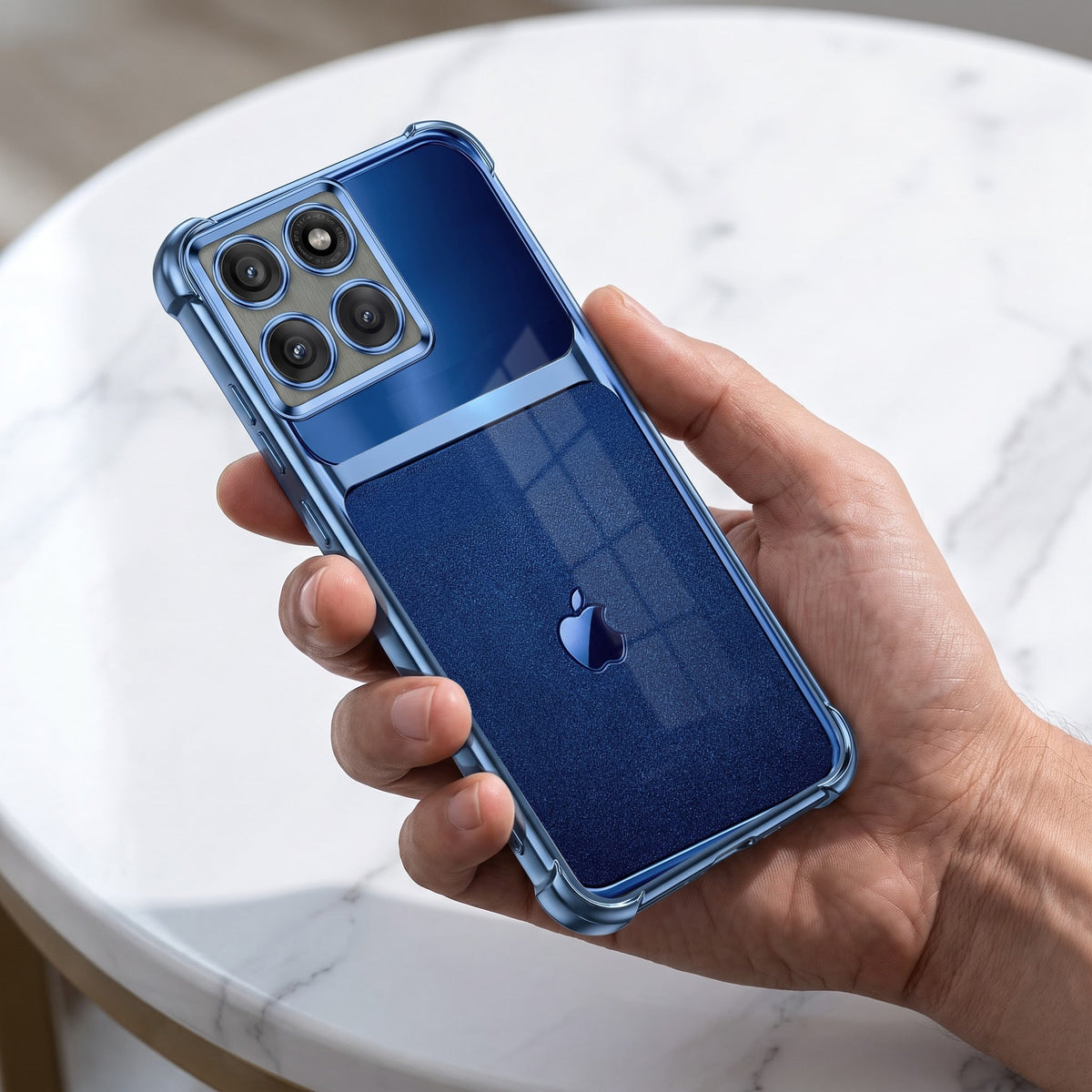 Motorola Edge 60 Pro 5G Apple Blue Glitter Dual-Tone Transparent Blue Airbags Case