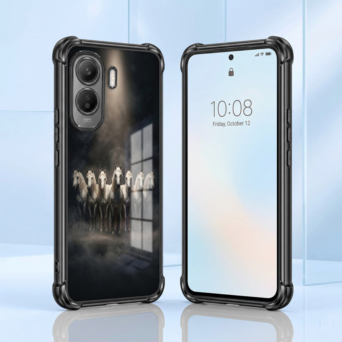 Vivo T5 Pro 5G Running Horses Black Airbags Printed Back Case