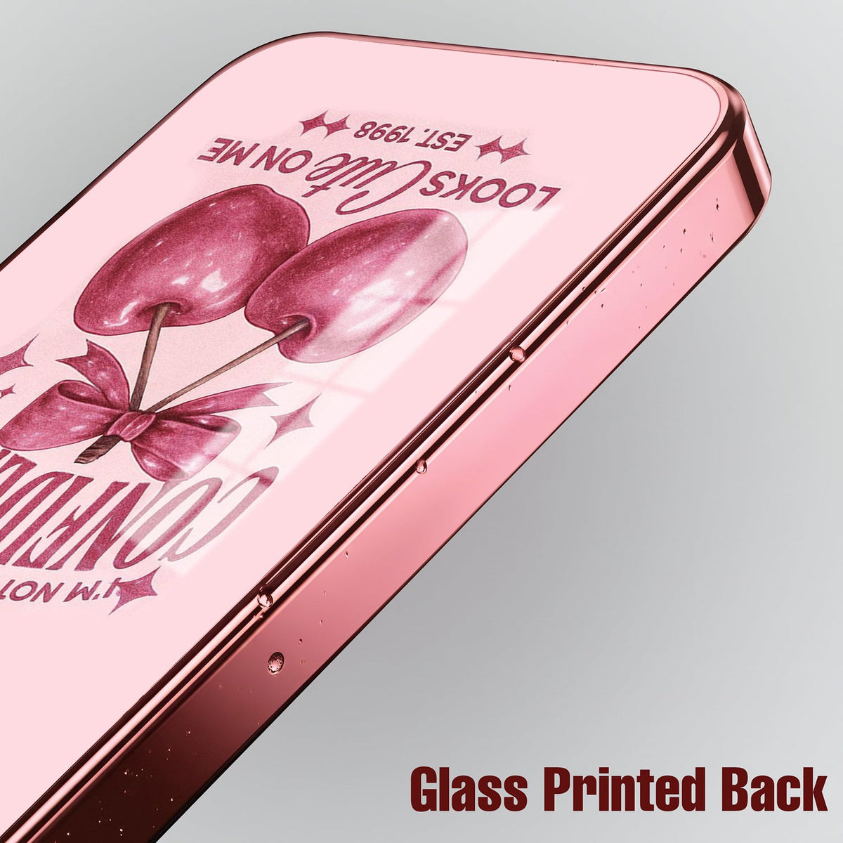 Vivo V70 FE 5G Luxury Cherry Bow Pink Electroplated Glass Phone Back Case