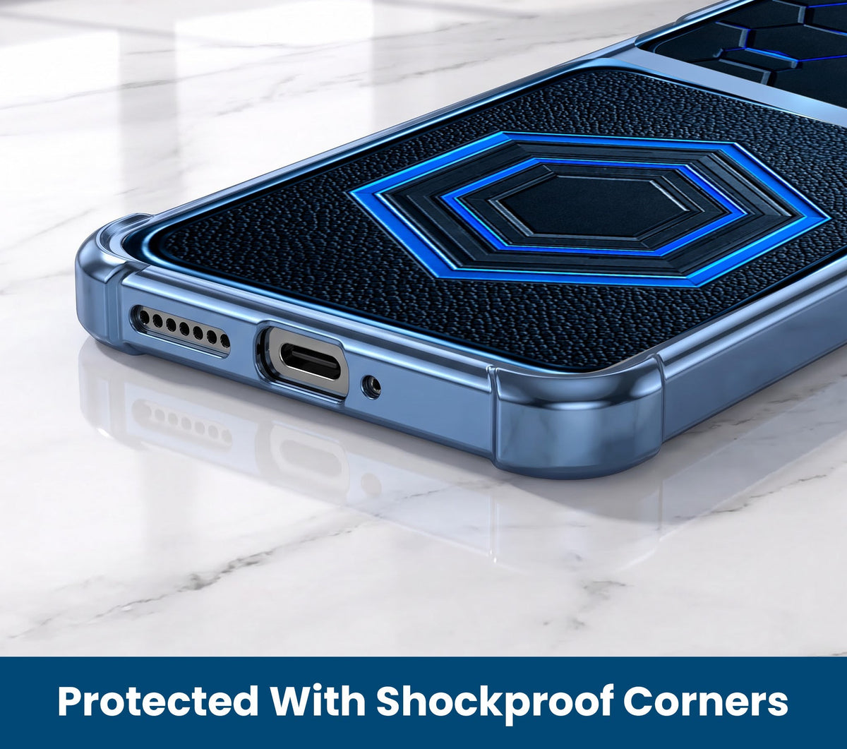 Motorola Edge 60 Pro 5G Cyber Hexagon Dual-Tone Transparent Blue Airbags Case