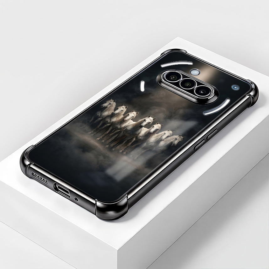 Nothing Phone 3a 5G Running Horses Black Airbags Printed Back Case