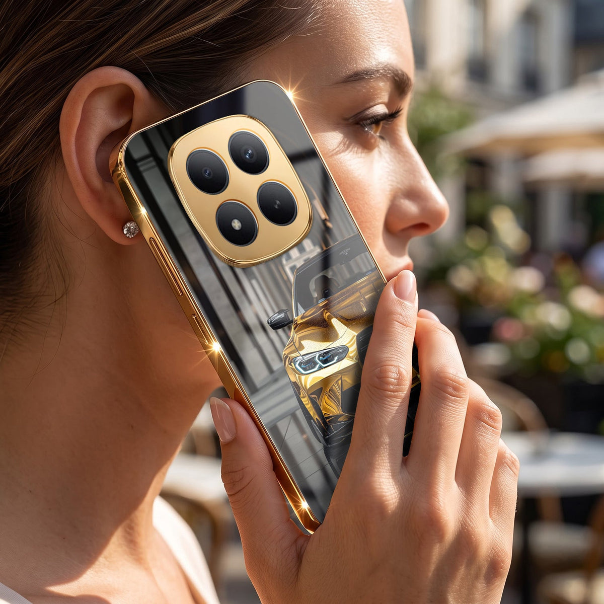 Redmi Note 15 Pro+ 5G Golden BMW Gold Electroplated Glass Phone Back Case