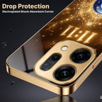 Oppo Reno 14 5G God’s Plan Evil Eye Gold Electroplated Glass Phone Back Case
