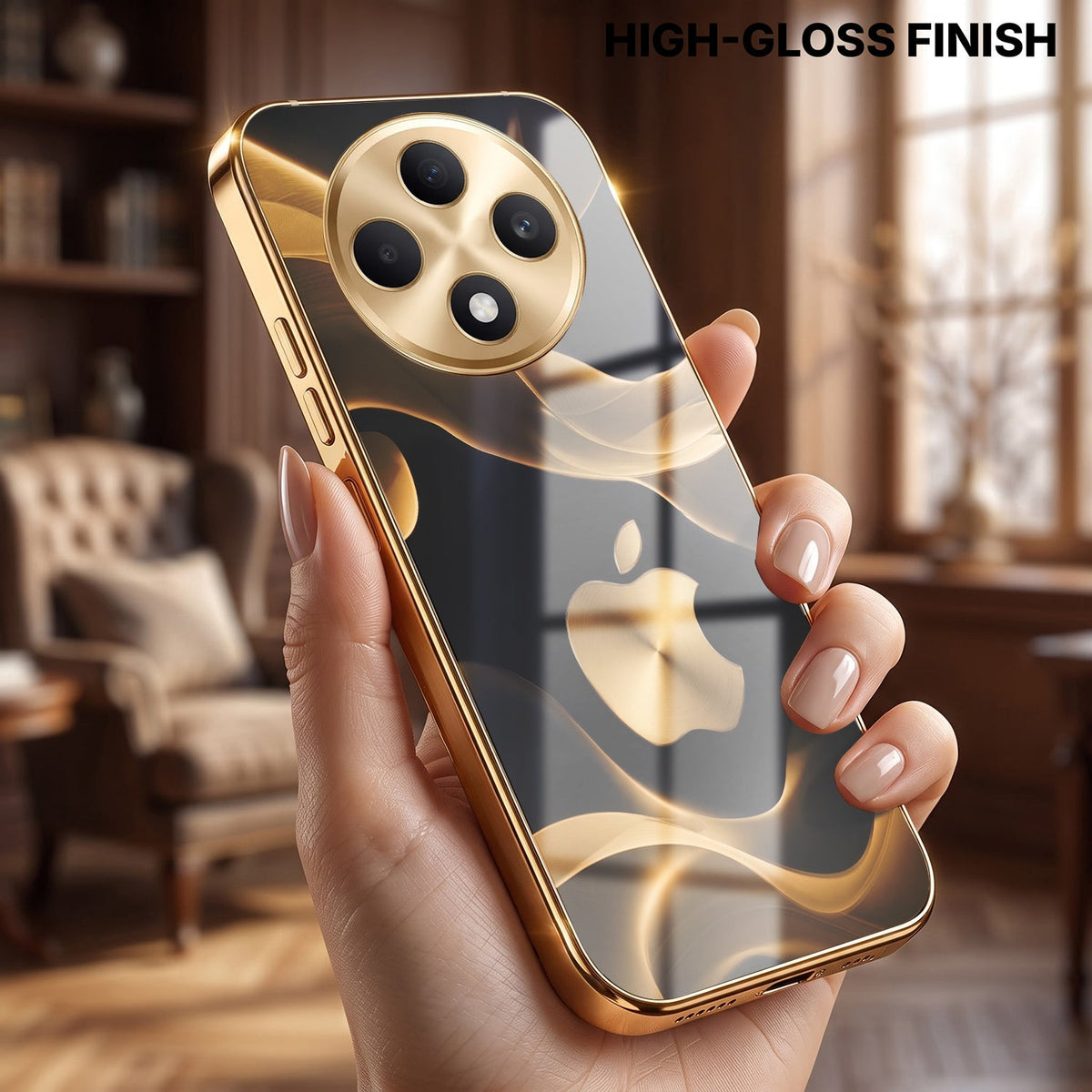 Oppo F27 Pro+ 5G Luxury Wave Gold Electroplated Glass Phone Back Case