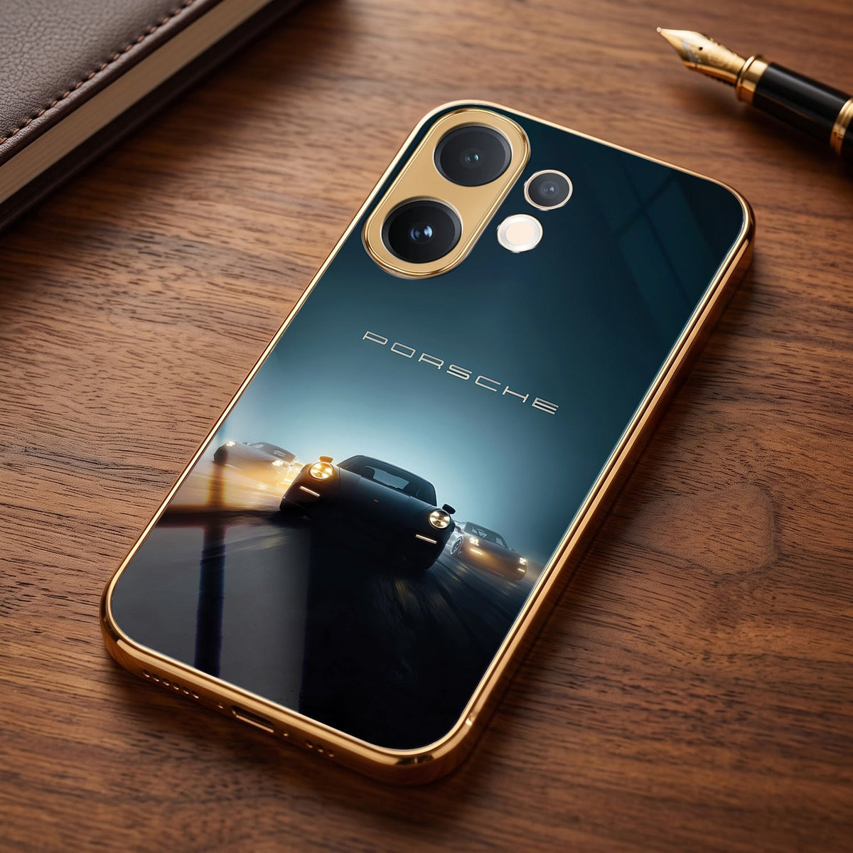 Vivo T4 Pro 5G Porsche Luxury Gold Electroplated Glass Phone Back Case