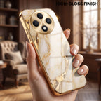 Oppo F27 Pro+ 5G Marvel Texture Gold Electroplated Glass Phone Back Case