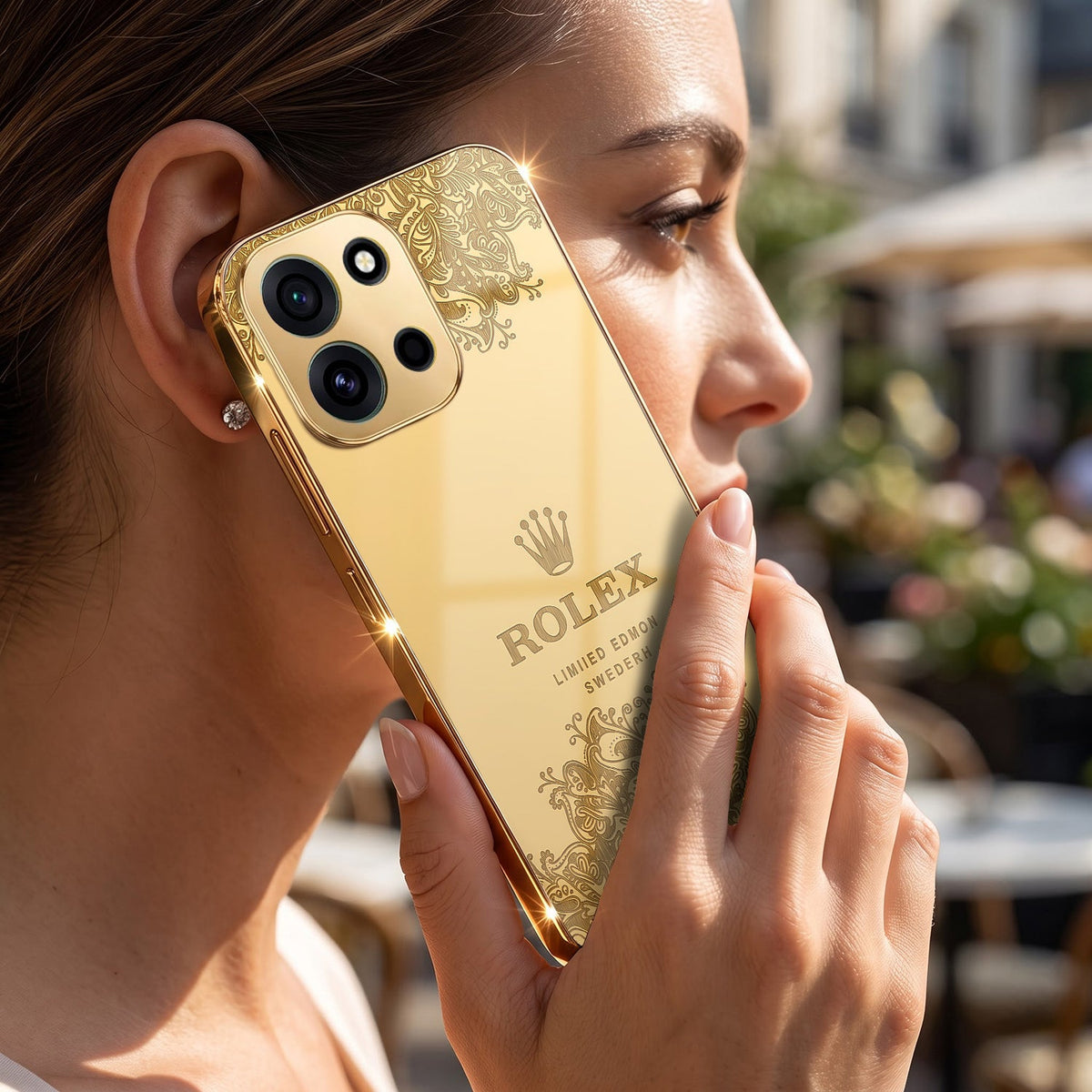 OnePlus Nord 6 5G Rolex Crown Gold Electroplated Glass Phone Back Case