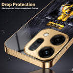 Oppo Reno 14 5G F1 Racing Car Gold Electroplated Glass Phone Back Case