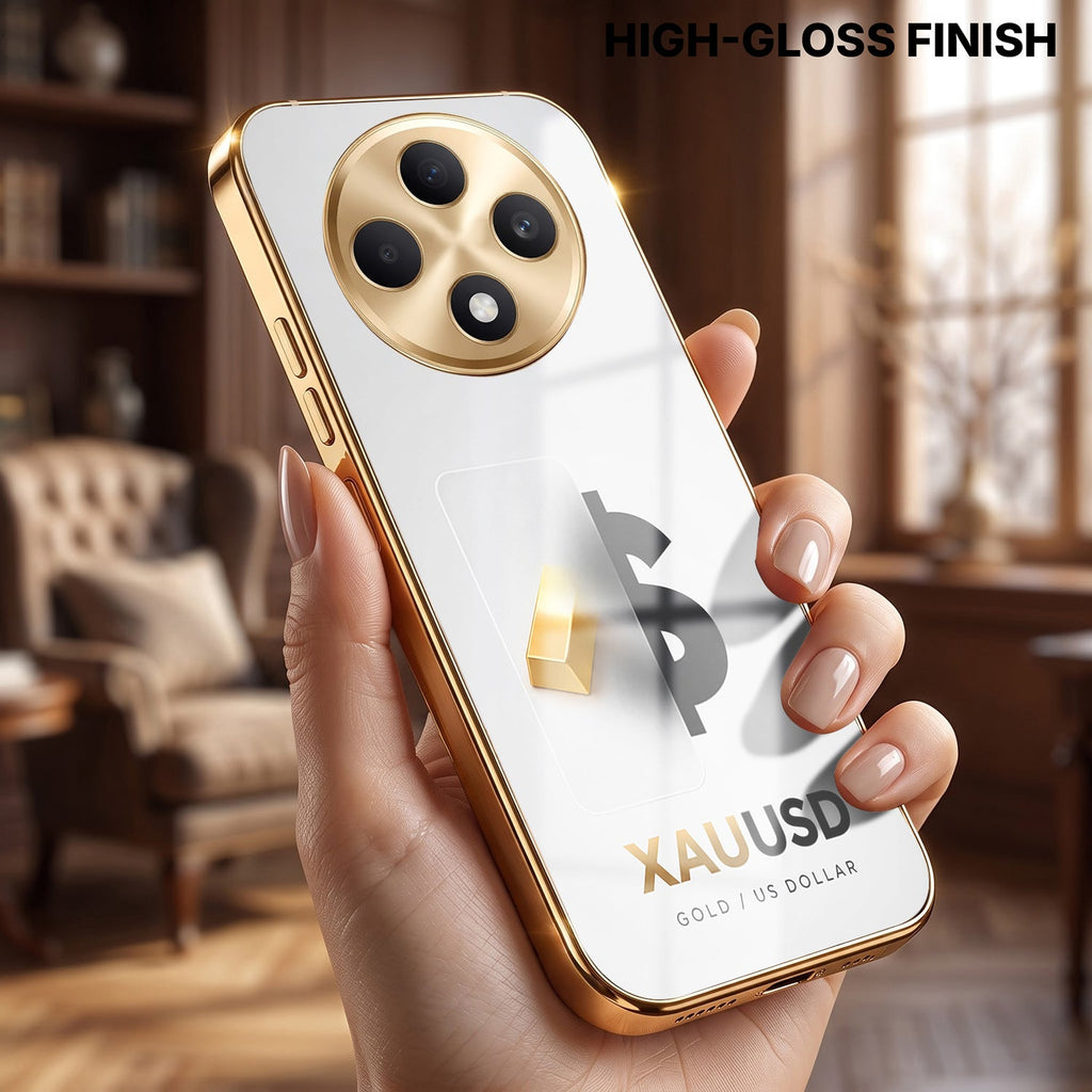 OppoF27 Pro+ 5G Luxury XAU/USD Gold Electroplated Glass Phone Back Case